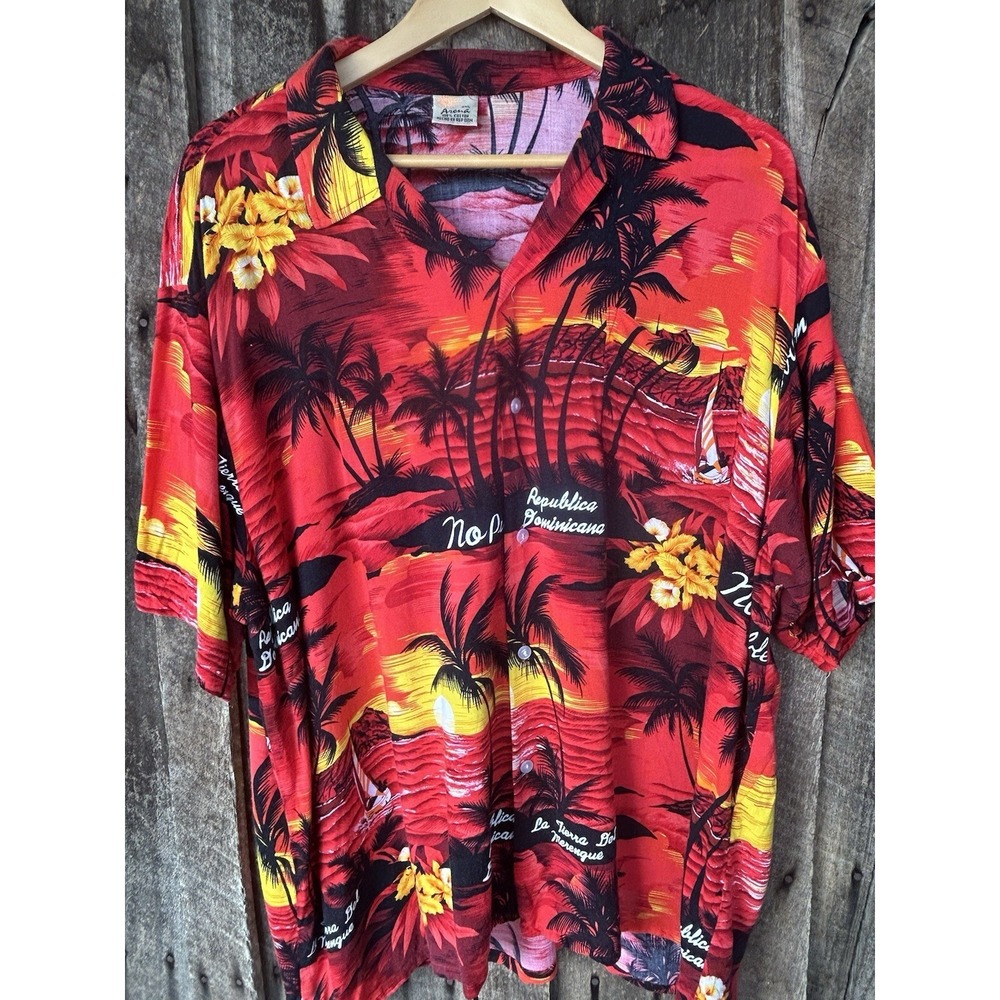 Vintage Arena Hawaiian Shirt Mens Dominican Republic XXL Jimmy Buffet Tropical